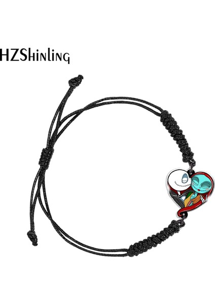 Siyah Stil No.2 Boyutu Kabus Öncesi Noel Jack ve Sally Siyah Kırmızı Akrilik Dokuma Bilezik Reçine Epoxy Sarma Bileklik Takı (Yurt Dışından)