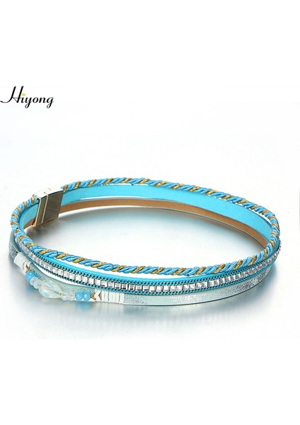 No.18 Beden Kadınlar Için Manyetik Tokalı Taşlı Kristal Boncuklu Çok Katmanlı Deri Sarma Bilezik Boho Örgülü Kolluk Bileziği (Yurt Dışından) indirimleri
