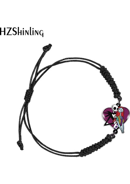 Siyah Stil No.4 Boyutu Kabus Öncesi Noel Jack ve Sally Siyah Kırmızı Akrilik Dokuma Bilezik Reçine Epoxy Sarma Bileklik Takı (Yurt Dışından)