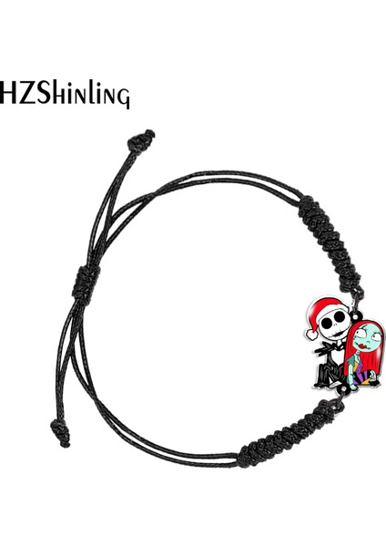 Siyah Stil No.7 Boyutu Kabus Öncesi Noel Jack ve Sally Siyah Kırmızı Akrilik Dokuma Bilezik Reçine Epoxy Sarma Bileklik Takı (Yurt Dışından)