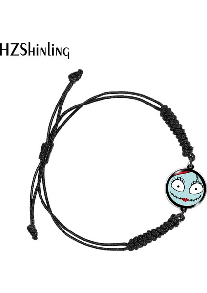 Kırmızı Stil No.3 Boyutu Kabus Öncesi Noel Jack ve Sally Siyah Kırmızı Akrilik Dokuma Bilezik Reçine Epoxy Sarma Bileklik Takı (Yurt Dışından)