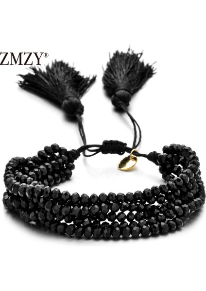 Siyah Zmzy Bohem Bilezik Kadın Bayan Geometrik Desenli Kol Bilezikleri Mıyukı Boncuklu El Yapımı Örme Bilezik Moda Takı (Yurt Dışından)