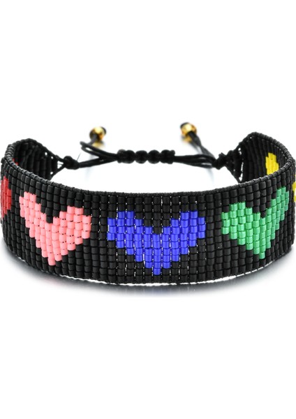 Siyah Zmzy Bohem Bilezik Kadın Bayan Geometrik Desenli Kol Bilezikleri Mıyukı Boncuklu El Yapımı Örme Bilezik Moda Takı (Yurt Dışından) modelleri