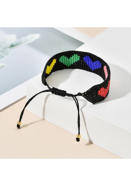 Siyah Zmzy Bohem Bilezik Kadın Bayan Geometrik Desenli Kol Bilezikleri Mıyukı Boncuklu El Yapımı Örme Bilezik Moda Takı (Yurt Dışından) fırsatları