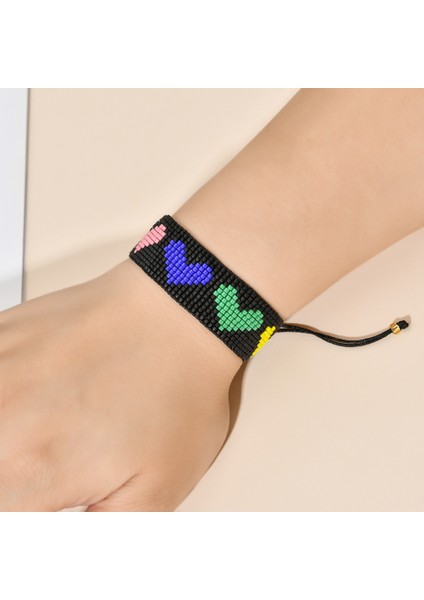 Siyah Zmzy Bohem Bilezik Kadın Bayan Geometrik Desenli Kol Bilezikleri Mıyukı Boncuklu El Yapımı Örme Bilezik Moda Takı (Yurt Dışından) indirimleri