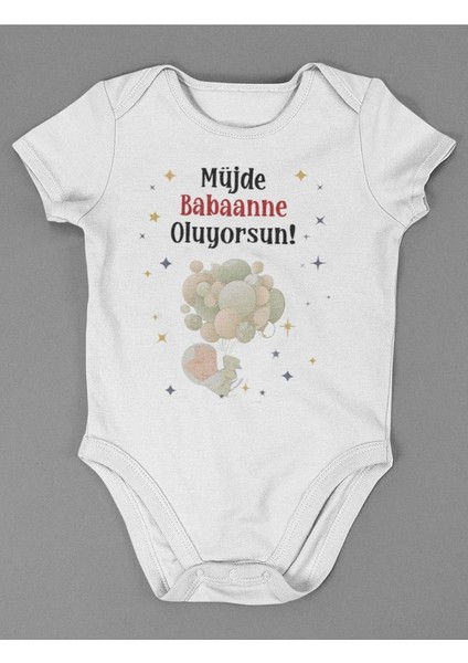 Müjde Babaanne Oluyorsun ! Yazılı Pamuklu Yumuşak Unisex Çıtçıtlı Body Zıbın