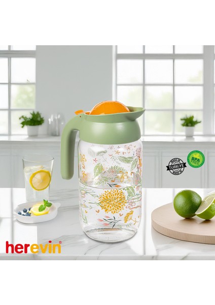 1,5 Lt Botanica Desenli Cam Sürahi