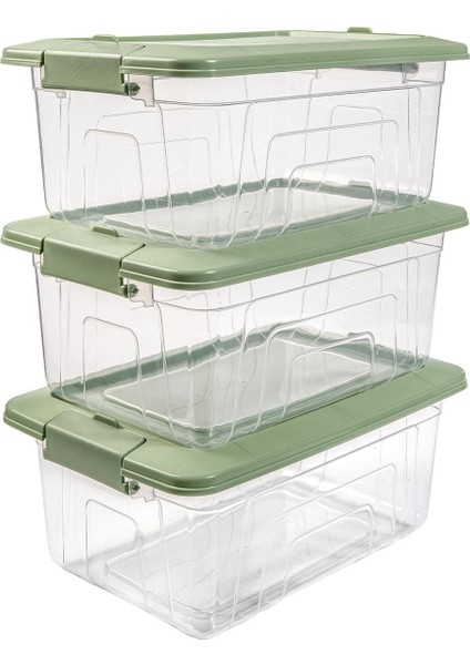 3,45 Lt Yeşil Renk Üçlü Saklama Kabı Seti - 180 mm x 265 mm x 124 mm