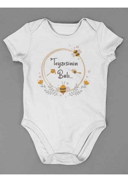 Teyzesinin Balı ! Yazılı Pamuklu Yumuşak Unisex Çıtçıtlı Body Zıbın