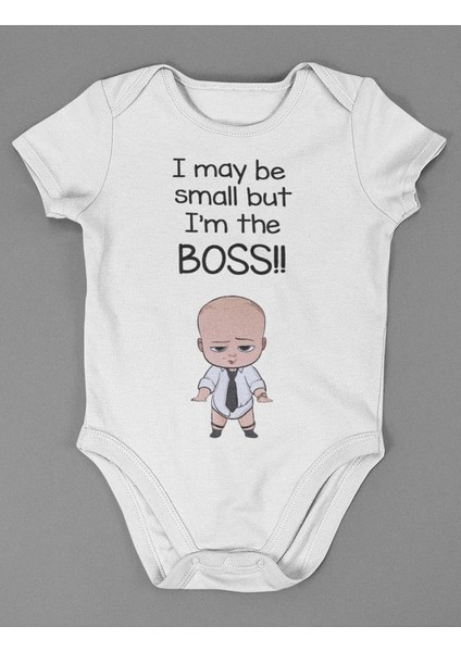 Patron Benim Yazılı Pamuklu Yumuşak Unisex Çıtçıtlı Body Zıbın