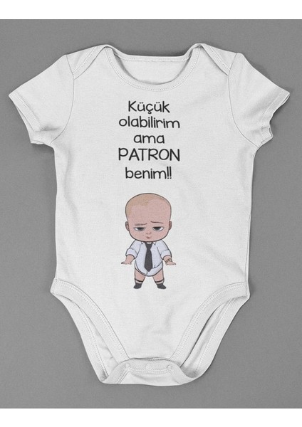 Patron Benim ! Yazılı Pamuklu Yumuşak Unisex Çıtçıtlı Body Zıbın