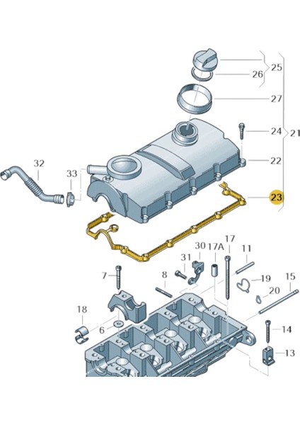 Vw Caravelle T5 2004-2010 1.9 Dizel Axb Motor Külbütör Kapak Contası