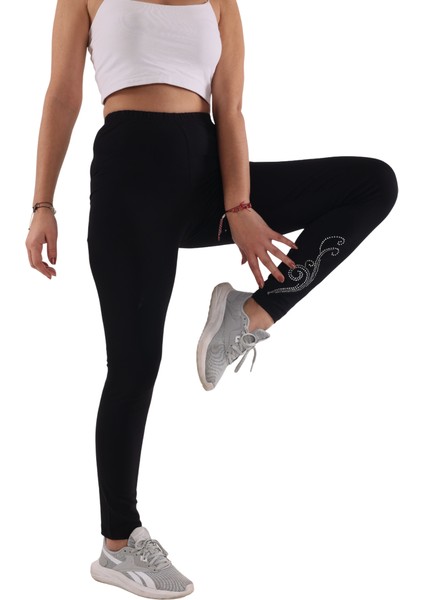 Kadın Bordo/siyah Taş Baskılı 2'li Paket Tayt (Büyük Beden Seçeneğiyle) modelleri