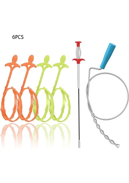 6 Adet Tarzı Boru Temizleyici Tıkanıklık Giderme Aracı Seti Drenaj Tıkanıklık Giderici Saç Boru Küvet Duş Tuvalet Lavabo ve Drenaj Temizleyici Aksesuarlar (Yurt Dışından)