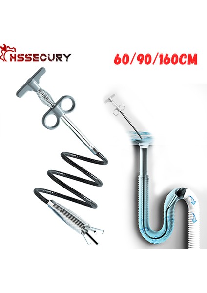 Gri 90CM Tarzı Banyo Mutfak Saç Boruları Temizleme Aracı Kanalizasyon Borusu Açıcı Yılan Bahar Boru Temizleme Aracı (Yurt Dışından) indirimleri