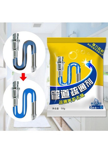 Güçlü Lavabo Tıkanıklığı Temizleyicisi Çubuklar Kokusunu Giderici Mutfak Tuvalet Küvet Kanalizasyon Temizleme Tozu 50GPAC (Yurt Dışından)