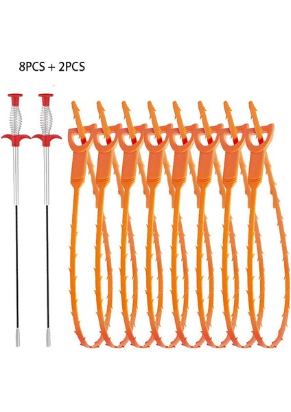 10 Adet Tarzı Boru Temizleyici Tıkanıklık Giderme Aracı Seti Drenaj Tıkanıklık Giderici Saç Boru Küvet Duş Tuvalet Lavabo ve Drenaj Temizleyici Aksesuarlar (Yurt Dışından)