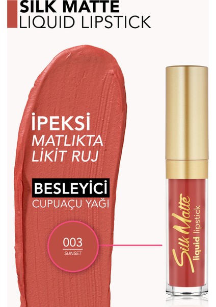 Silk Matte Likit Ruj 003 Sunset Pembe Renk Mat Etkili 8690604397303 modelleri