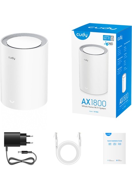 M1800 5ghz 1201MBPS, 2.4ghz 574MBPS 2 Hızlı Ethernet Port,4 Dahili Anten, Wi-Fi 6 Mesh Router