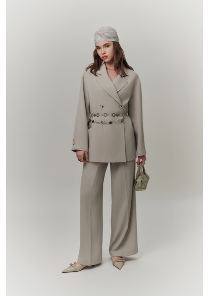 Dökümlü Pileli Pantolon Soft Yeşil