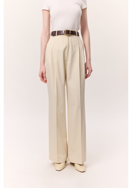 Geniş Paçalı Palazzo Pantolon Vanilya fırsatları