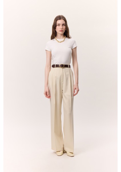 Geniş Paçalı Palazzo Pantolon Vanilya indirimleri