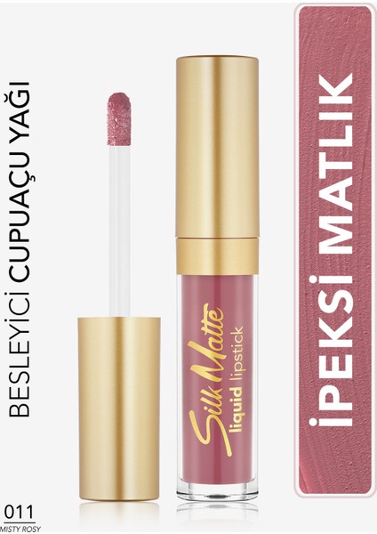 -İpeksi His Veren Silk Matte Nemlendirici ve Besleyici Mat Likit Ruj (011 Koyu Gül Kurusu) 8690604505388
