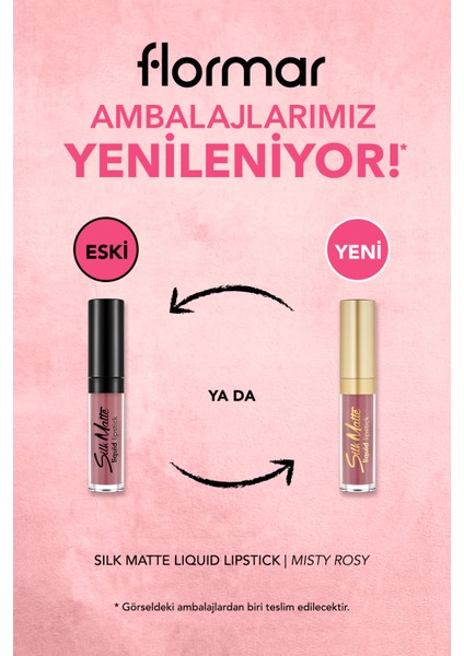 -İpeksi His Veren Silk Matte Nemlendirici ve Besleyici Mat Likit Ruj (011 Koyu Gül Kurusu) 8690604505388