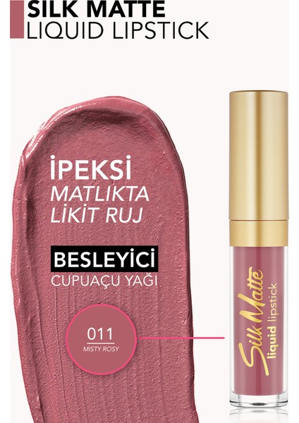 -İpeksi His Veren Silk Matte Nemlendirici ve Besleyici Mat Likit Ruj (011 Koyu Gül Kurusu) 8690604505388