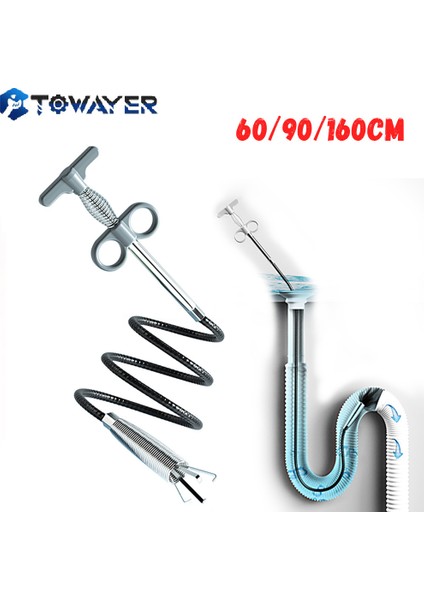 Gri 90CM Tarzı Banyo Mutfak Tıkanıklık Açıcı Yılan Bahar Boru Temizleme Aracı (Yurt Dışından) indirimleri