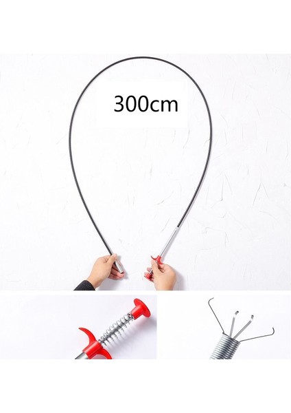 3m Tarzı 3m Kanal Temizleme Aracı Boru Temizleyici Dört Pençe Çekici Zemin Gideri Saç Yakalama Kanca Mutfak Yabancı Madde Tutucu (Yurt Dışından)