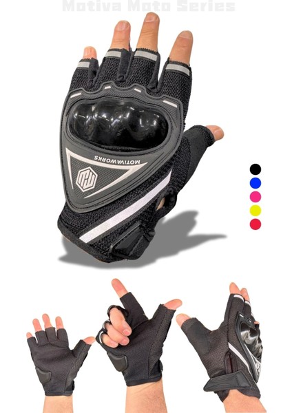 Siyah Kısa Yarım Reflektörlü Korumalı Motosiklet Eldiveni MW120S fiyatları