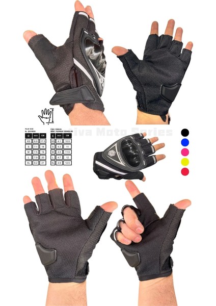 Siyah Kısa Yarım Reflektörlü Korumalı Motosiklet Eldiveni MW120S modelleri