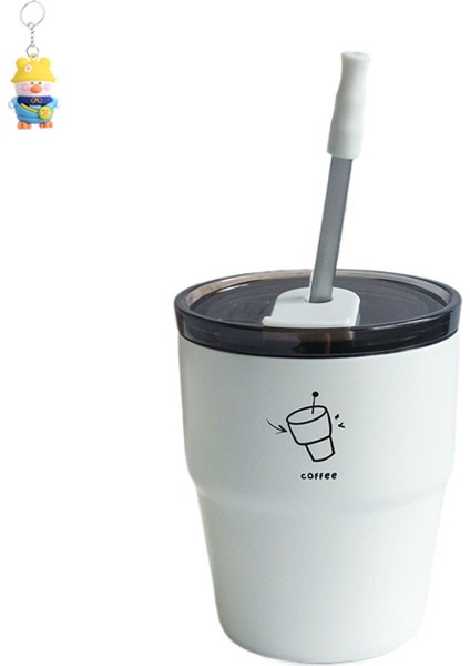 Termos Bardak Kızlar Uzun Kahve Fincanı Taşınabilir Öğrenci Paslanmaz Çelik Su Bardakları Yaz Soğuk Tutmak Için Pipetli (Yurt Dışından)