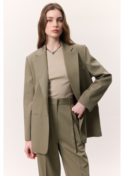 Klasik Kapamalı Blazer Ceket Yeşil