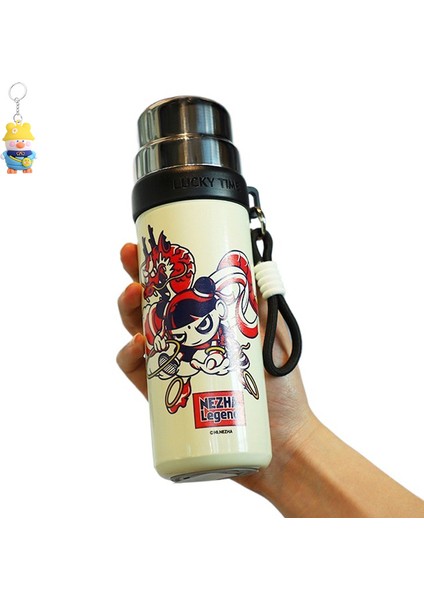 Nezha Şeytan Çocuk 316 Paslanmaz Çelik Termos Bardak Tek Kapaklıüç Amaçlı Pipetli Bardak Karikatür Taşınabilir Su Bardak (Yurt Dışından)