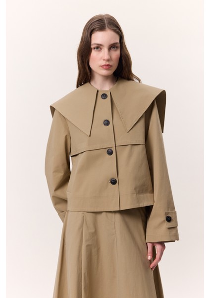 Geniş Yaka Gabardin Ceket Kum fiyatları