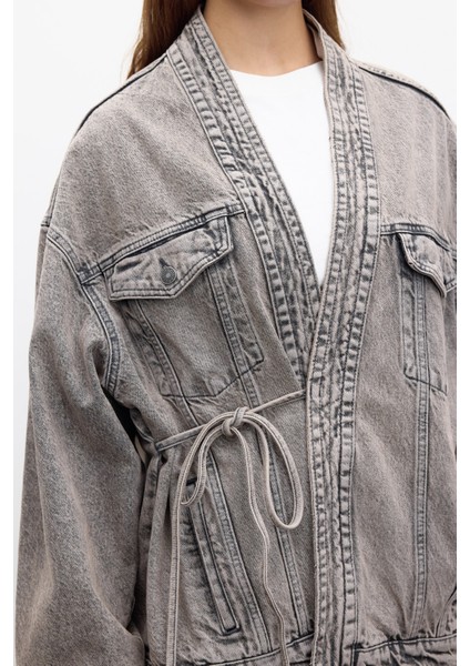 Kimono Tarz Denim Ceket Antrasit indirimleri