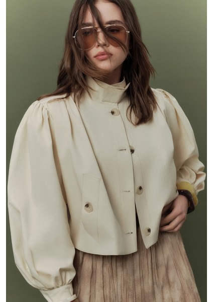 Kısa Balon Kol Ceket Tereyağı