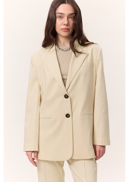 Klasik Kapamalı Blazer Ceket Vanilya