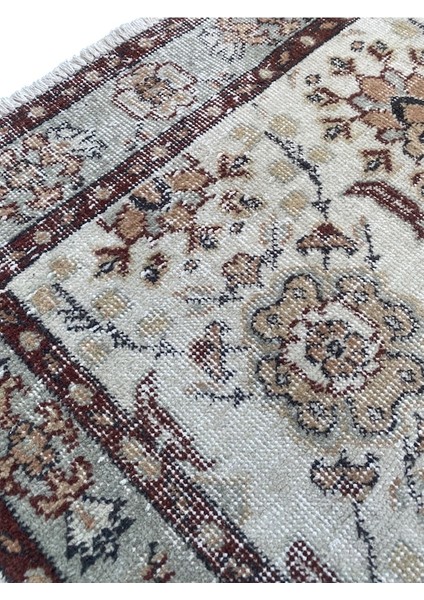 El Dokuma Retro Vintage Halı 118 x 204 Kahve Krem Yün Eskitme Halı fiyatları