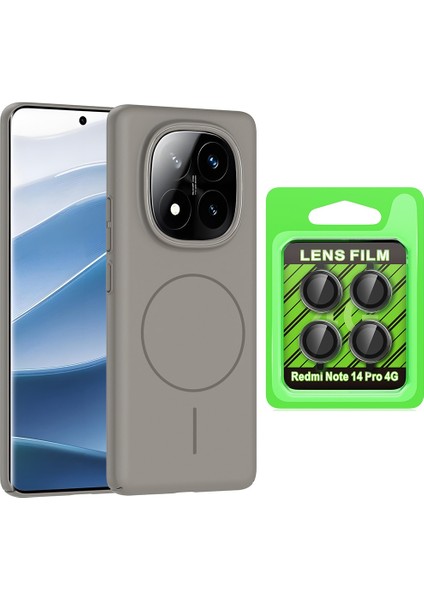 Xiaomi Redmi Note 14 Pro 4G Kılıf Magsafe Şarj Özellikli Zore Ruby Sert Kapak + Kamera Lens Koruyucu