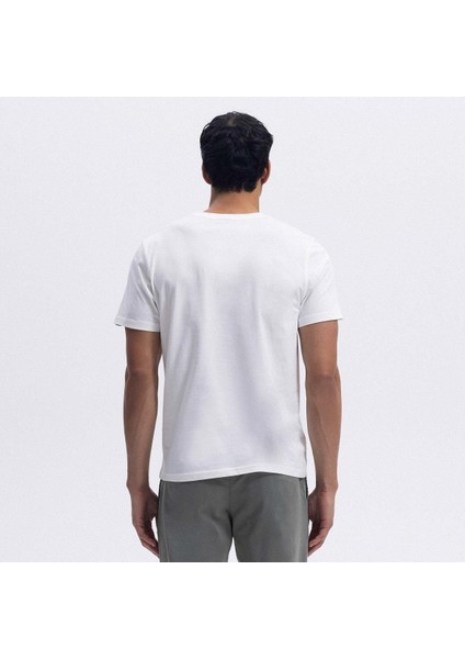 EM462-OF Bisiklet Yaka Erkek T-Shirt - Kırık Beyaz