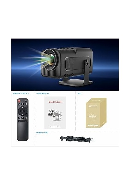 HY320 Mini 1080P 390ANSI 4K Android 11 Projektör Wifi 6 Bluetooth 5.0 Desteği Miracast / Airplay / Dlna Ab Tak