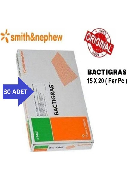Bactigras Parafinli Antiseptik Tül Sargı Yara Bakım Örtüsü 15 cm x 20 cm 30 Adet Ref 7461