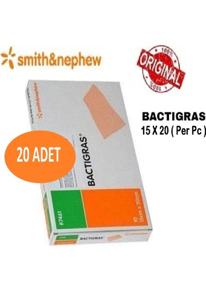 Bactigras Parafinli Antiseptik Tül Sargı Yara Bakım Örtüsü 15 cm x 20 cm 20 Adet 2027 Ref 7461