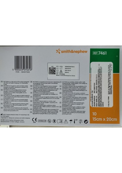 Bactigras Parafinli Antiseptik Tül Sargı Yara Bakım Örtüsü 15 cm x 20 cm 20 Adet 2027 Ref 7461