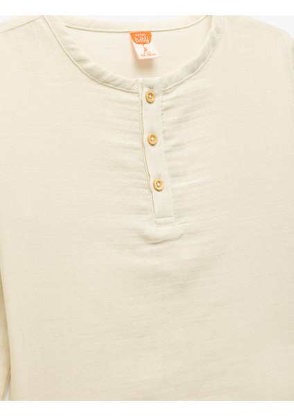 Kısa Kollu Bisiklet Yaka Düğmeli Pamuklu Müslin Gömlek modelleri