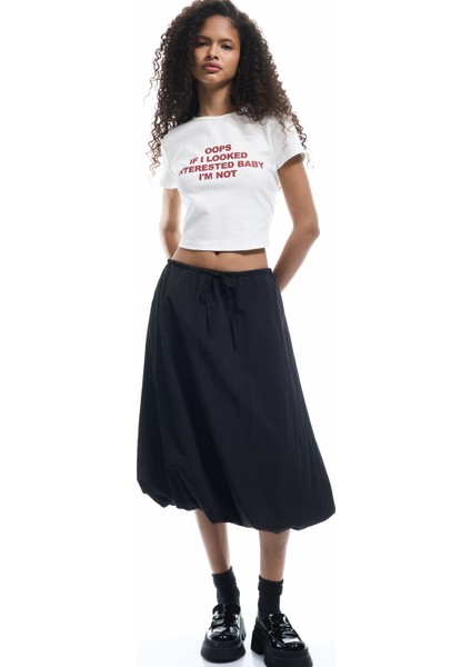 Beli Bağcıklı Paraşüt Kumaş Uzun Balon Etek