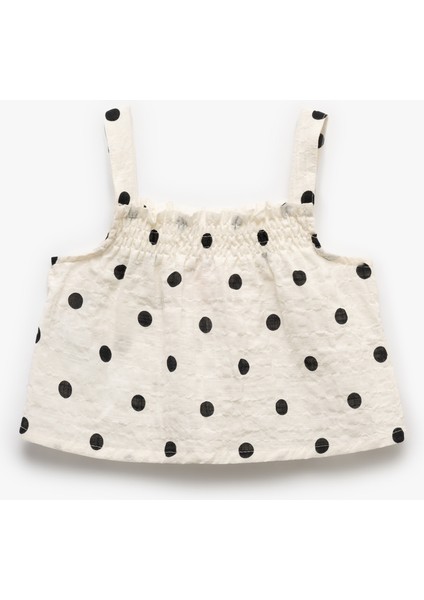 Pamuklu Kare Yaka Kalın Askılı Puantiyeli Bluz fiyatları